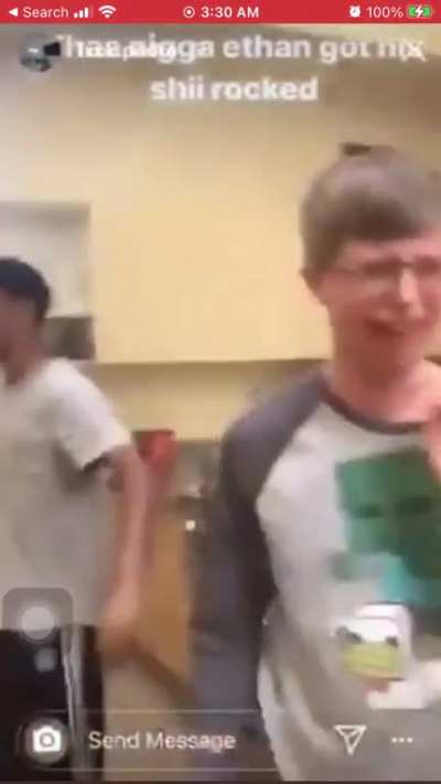 White boy crying after getting slapped
