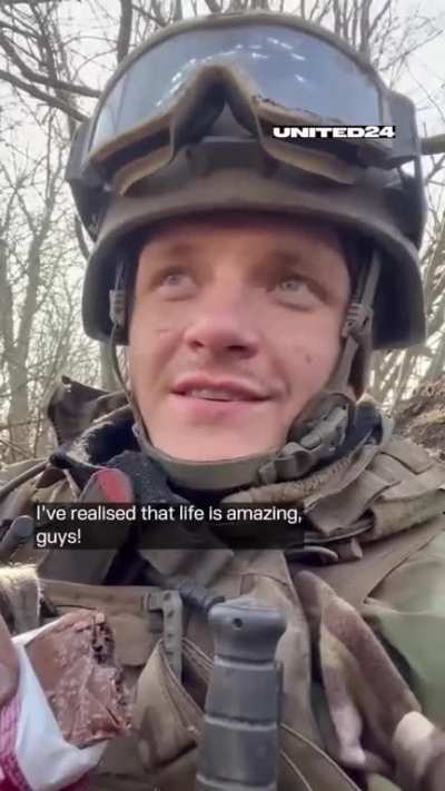 Roman Trokhymets giving a lecture in english in how to cherish life. While nearly not flinching when arty rounds explode around him. Might be probably a repost (searched this sub but did not find this vid among the many posts, so... just sorry in advance)