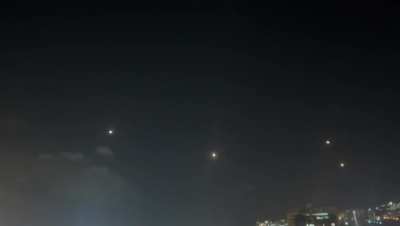 Iron Dome intercepting Hezbollah rockets over Haifa, Israel. 