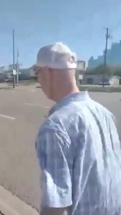 Man loses it after being kicked out of gas station store, proceeds to harrass random customer.