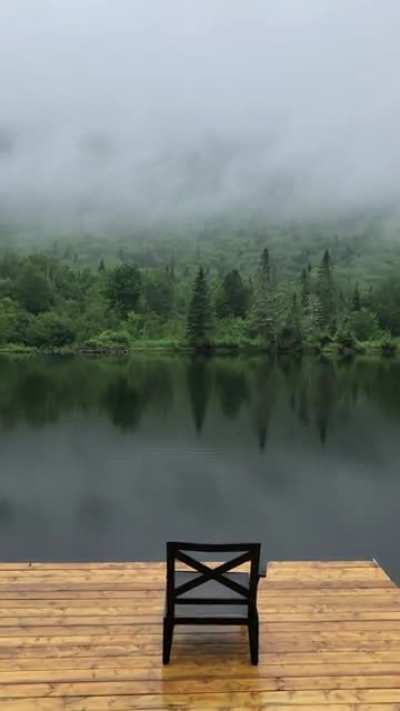 Raining at the cottage lake.
