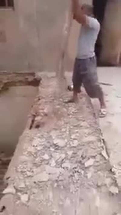 Standing on the roof you’re demolishing