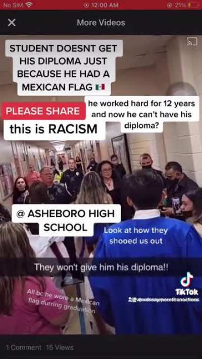 Kid doesn't get his Diploma because racist school doesn't want him flying the flag of his people