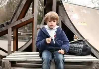 Kid has an idea to prevent his food from being sttolen.
