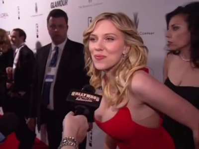 A random woman completely disappears behind scarlett