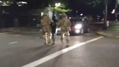 Militarized Federal Agents from a patchwork of outside agencies have begun policing Portland (in rented minivans vans) without the explicit approval of the mayor, the state, or local municipalities. This is what that looks like in practice.