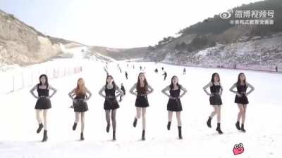 Dancing at ski resort