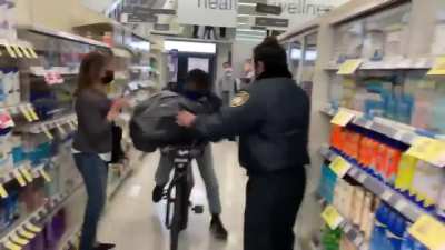 A Dastardly Thief Raids A Walgreens In San Fransisco While A Security Guard Does Everything In Their Power To Stop The Suspect Who Got Away On A 10 Speed bicycle