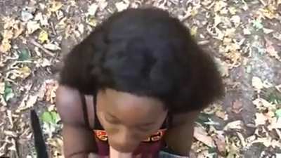 Black girl Blowjob in the woods