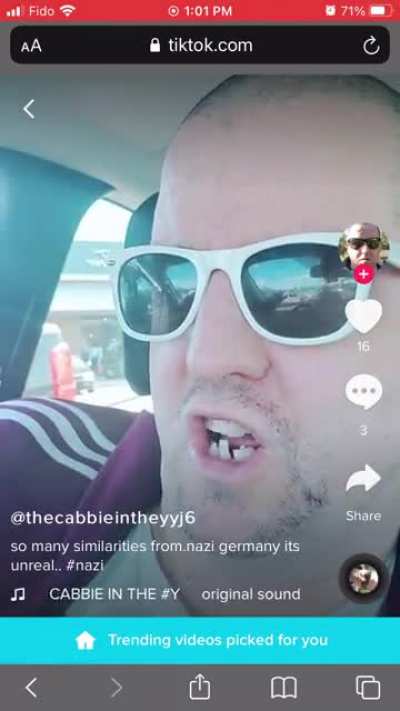 Canadian Cabbie compares anti maskers to Jews in Nazi Germany