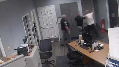 Man crashes into police station.