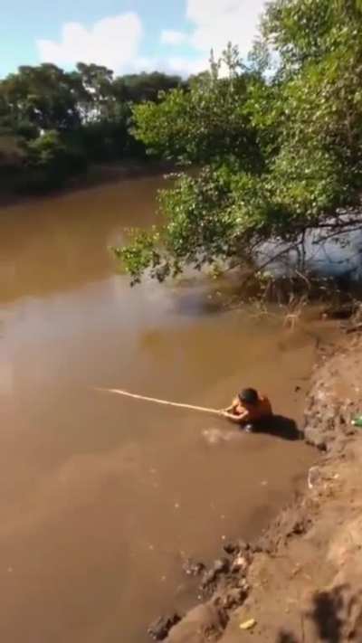 Fish fishing kid