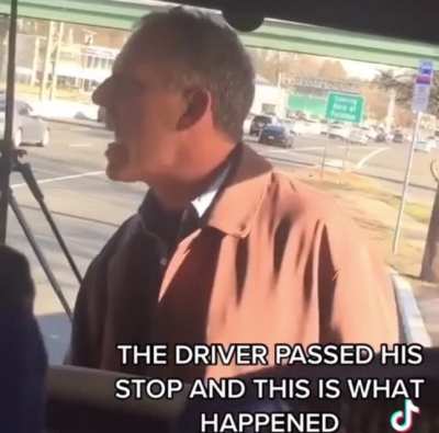 Bus driver misses this man’s stop and he is LIVID