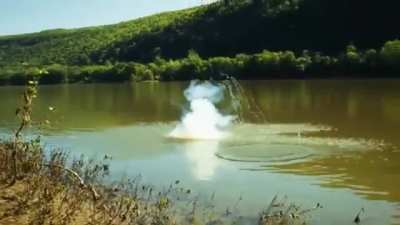 A pound of sodium metal in the river