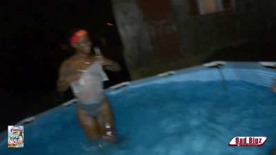 Having fun in the pool