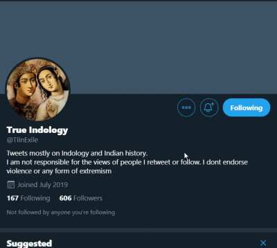 Twitter is actively removing followers of True Indology, from 260k to less than 605 followers, I did the screen recording tweet about it!