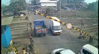 Railway crossing time accident in India.