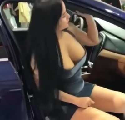 Vietnamese Model Nipple Tease at Vietnam Car Show
