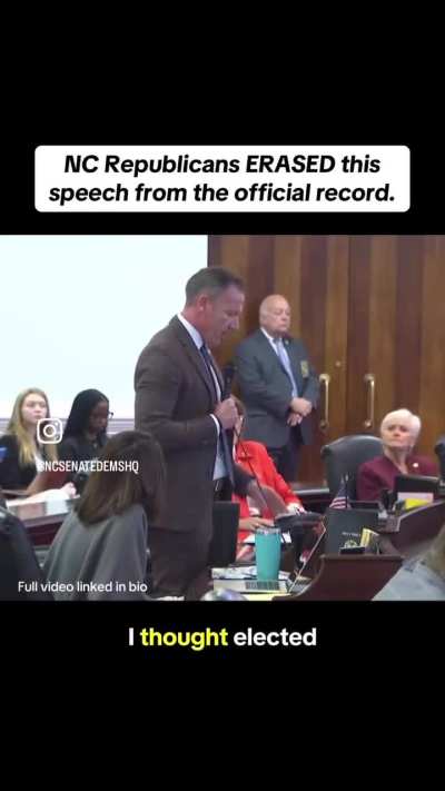 The speech Republicans denied NC state senator Michael Garrett (D) to be entered into permanent record