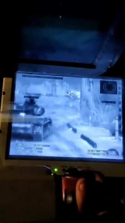 A Ukrainian National Guard BTR-3DA fires it's 30mm gun, while a tank blasts away in the foreground. (Exact date and place unknown, likely 2022)