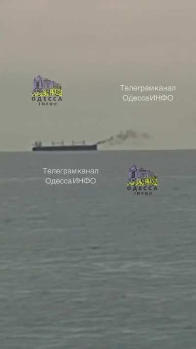 UA POV: bulk carrier ship is currently burning off the coast of Odessa