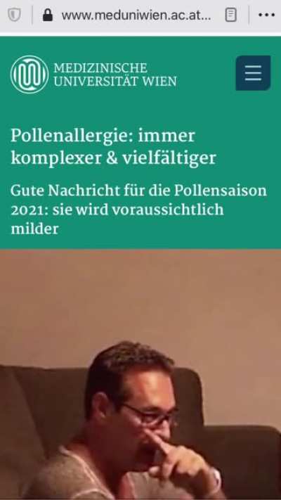 Allergiker, wenn sie herausfinden, dass die Pollensaison heuer voraussichtlich mild ausfällt.