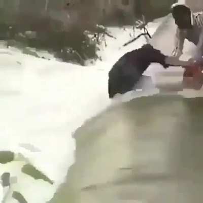 Finally the dog is rescued