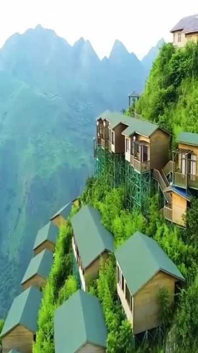 Houses built on mountain..