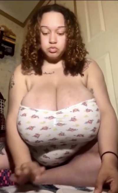 Cute chubby light skinned with massive titties