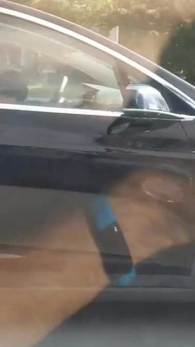 Driver and passenger both sleeping in Tesla