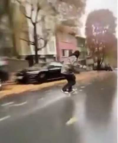 Insane? Yup. Stupid? Probably. Dangerous? 100%. Realizing his friend is doing the same thing and simutaneously filming him? Wow.