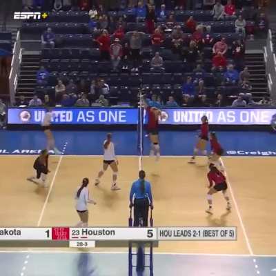 Volleyball Player Dives Into A Table, Makes the Save