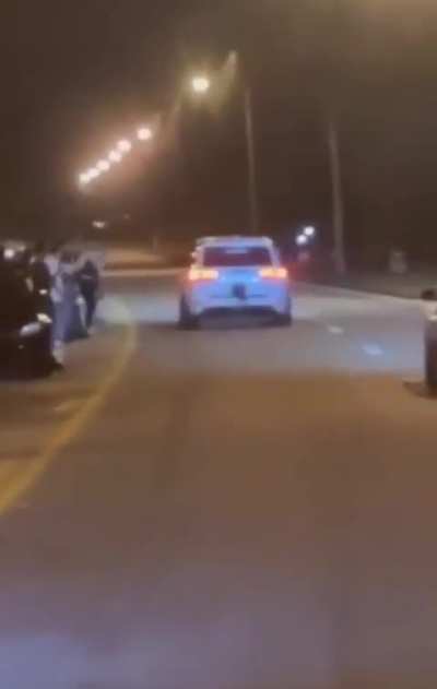 Mustang crashes at a street drag race