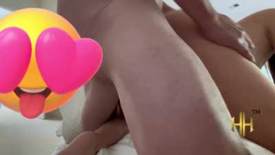 Getting it doggystyle while hubby films 🍆😈