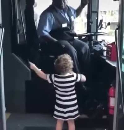 A little girl asks the bus driver to turn up the song as its her favourite