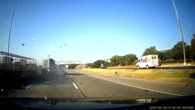 Near miss today with a semi truck, but ended up just having back left rear damage and flat tires. Beware: lots of screaming, recommend audio low.