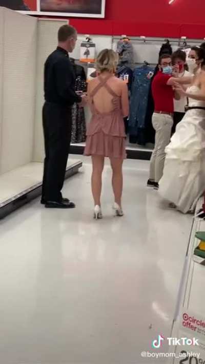 Ma’am this is not Walmart. She tracked him down at work to marry her.