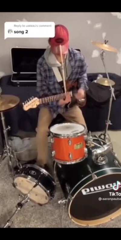 When you can't afford more musicians for your band but you have perfect coordination of your whole body, and lots of energy and talent