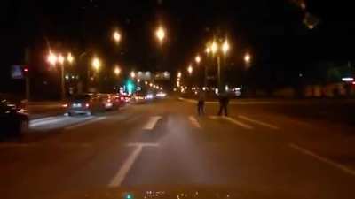 Crossing the road