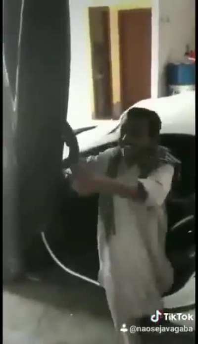 Guy locked door on its hands