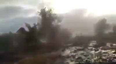 Land moving during an earthquake in Indonesia