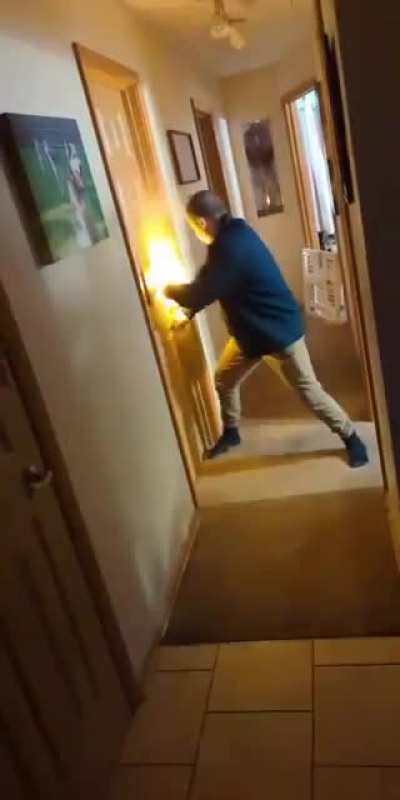 Woke up to a friend launching fireworks in his house