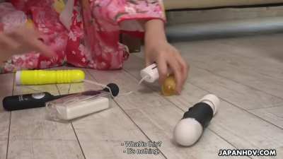 Kimono Lady Ako Nishino gets a gang of men to fuck her