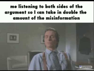 Me whenever I try to be a centrist on this sub