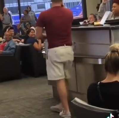 Southwest employees at the NOLA airport put up a sign at the counter that said “If you ask a question, you have to sing a song”