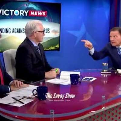 Here's Kenneth Copeland again, this time he's destroying COVID-19 through the TV, using the power of God.