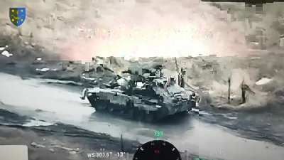 FPV drone of the 116th Separate Mechanized Brigade of the 10th Army Corps causes catastrophic explosion on Russian tank