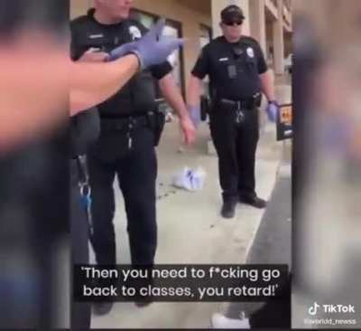 Police officer “detains” guy after getting in his face