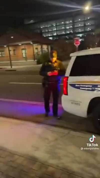 Cop catches man racing on sidewalk