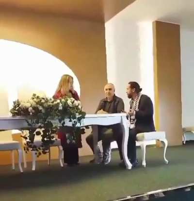Man in Turkey wants to pray before the wedding, yet the microphone was taken away by a government agent, saying 